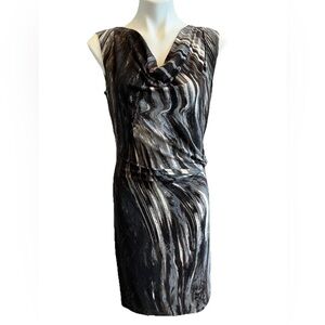 Nic +Zoe Draped Cowl Neck Sleeveless Side Ruched Dress MEDIUM Gray Blue NWT $154